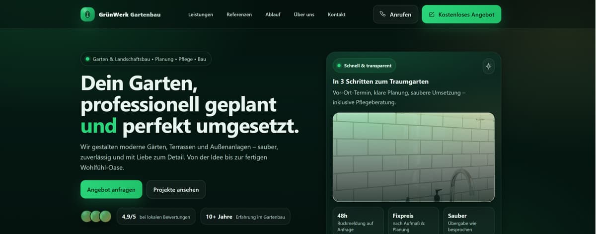 Referenzprojekt: Website für Garten- und Landschaftsbau